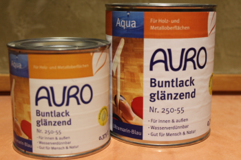 AURO Buntlack, glänzend, Aqua, Nr. 250-55 Ultramarin-Blau