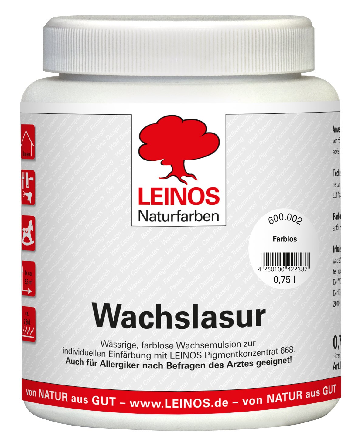 Leinos Wachslasur 600 für innen - farblos